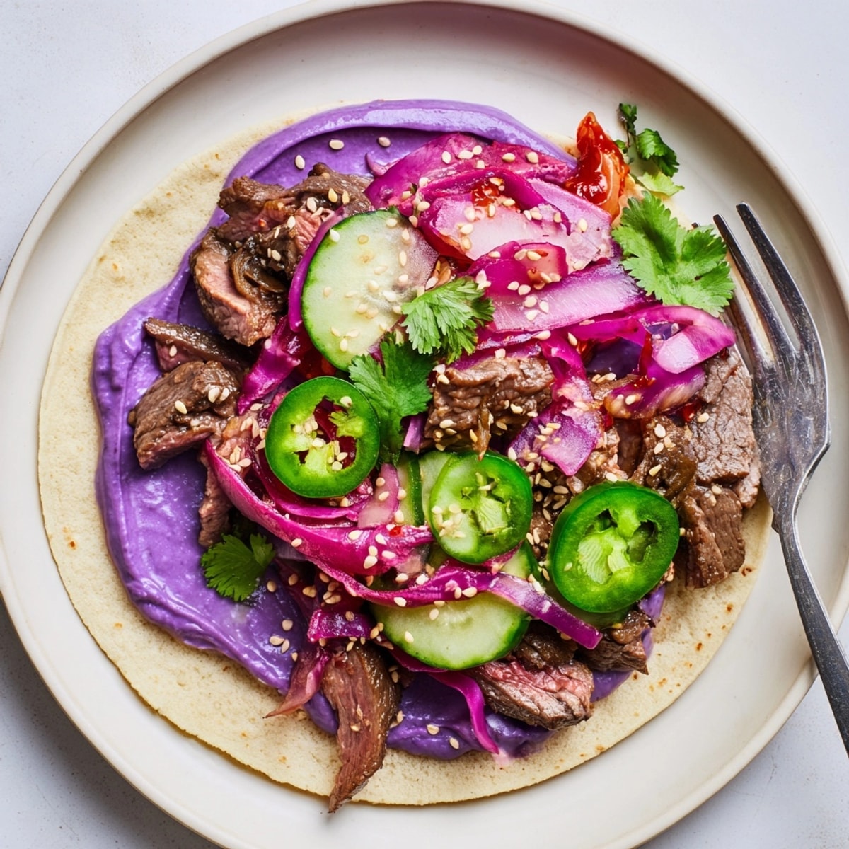 Vibrant Global Street-Food Fusion Tacos & Bowls recipe ready for building, showcasing colorful toppings.