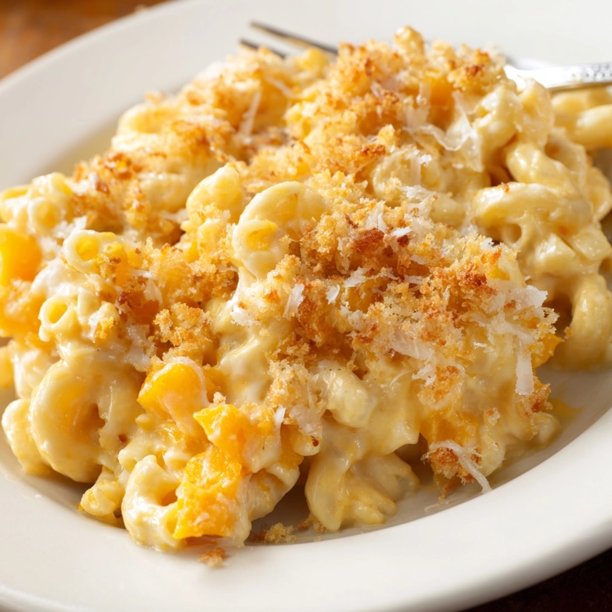 Creamy Butternut Squash Mac and Cheese, a comforting autumn dish with golden cheese.