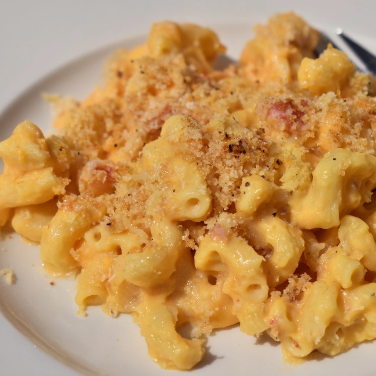 Homemade Butternut Squash Mac and Cheese: vibrant orange sauce clinging to perfect pasta shells.