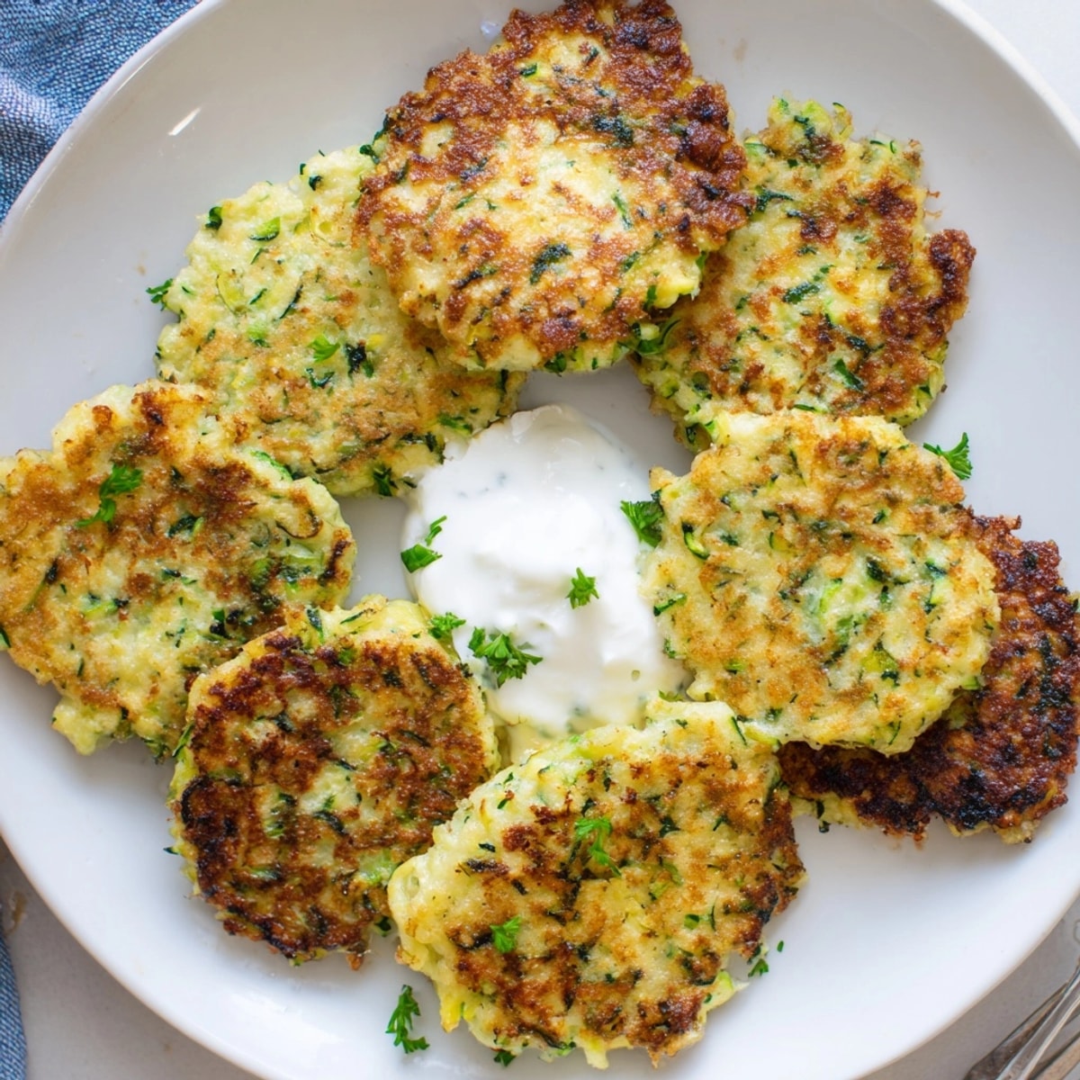 Fluffy inside, enjoy these tasty Zucchini Fritters hot; a quick veggie side dish.