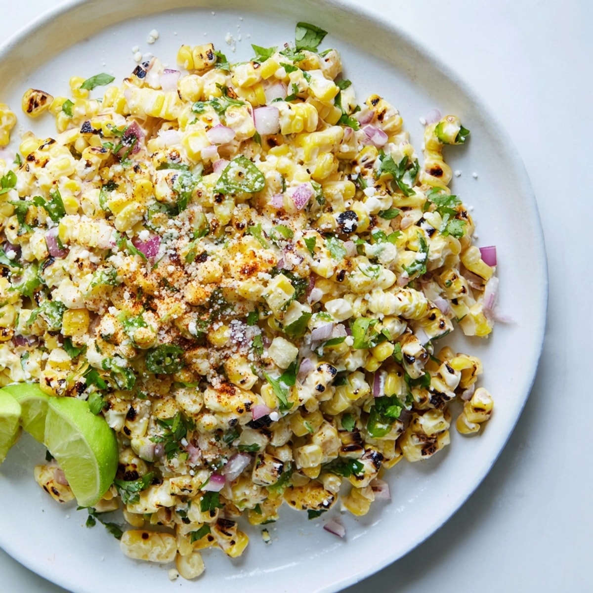 Golden charred corn mingles with cotija cheese in this flavorful Mexican Street Corn Salad recipe.