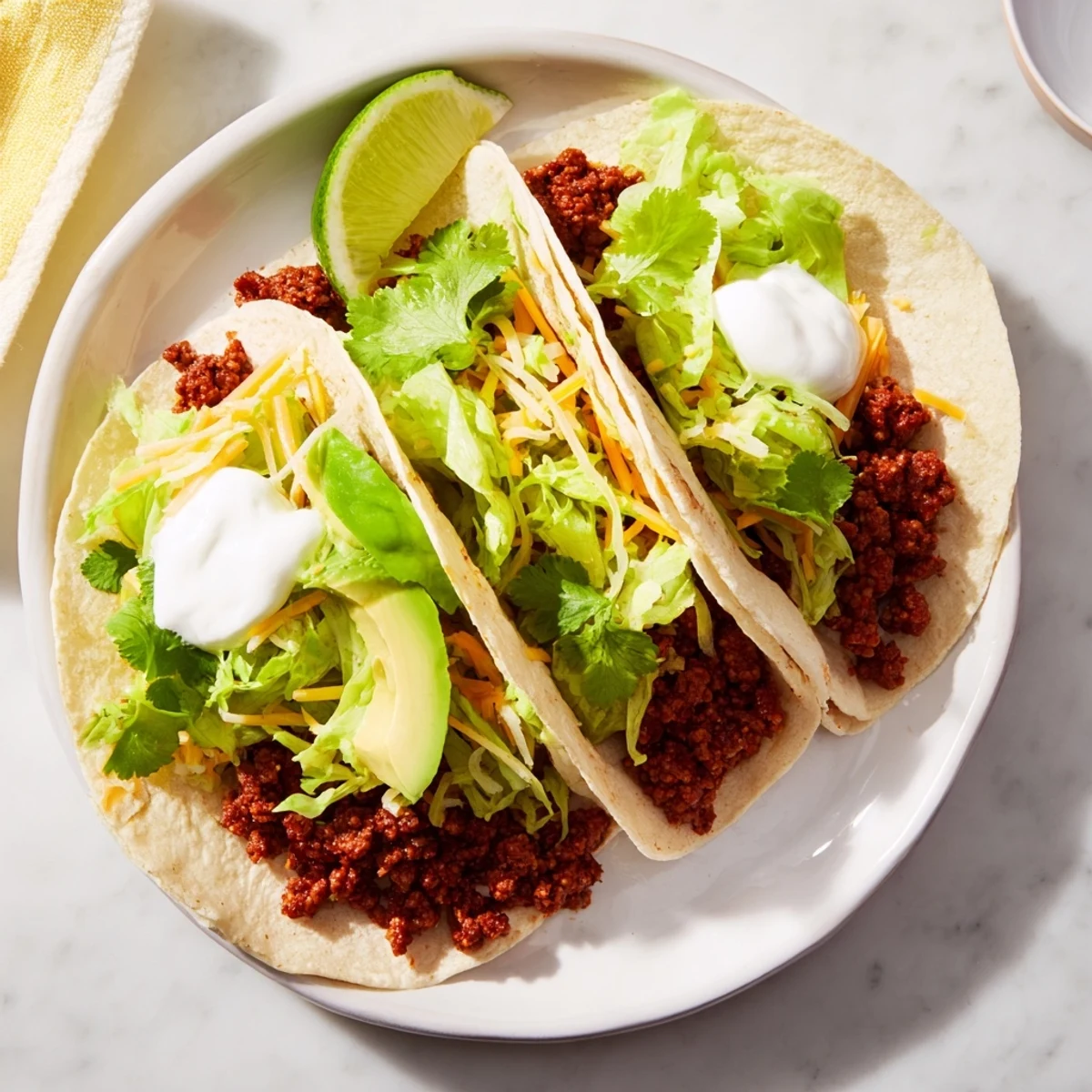 These Spicy Beef Tacos feature seasoned ground beef, vibrant toppings, and fresh cilantro, promising a flavorful bite.