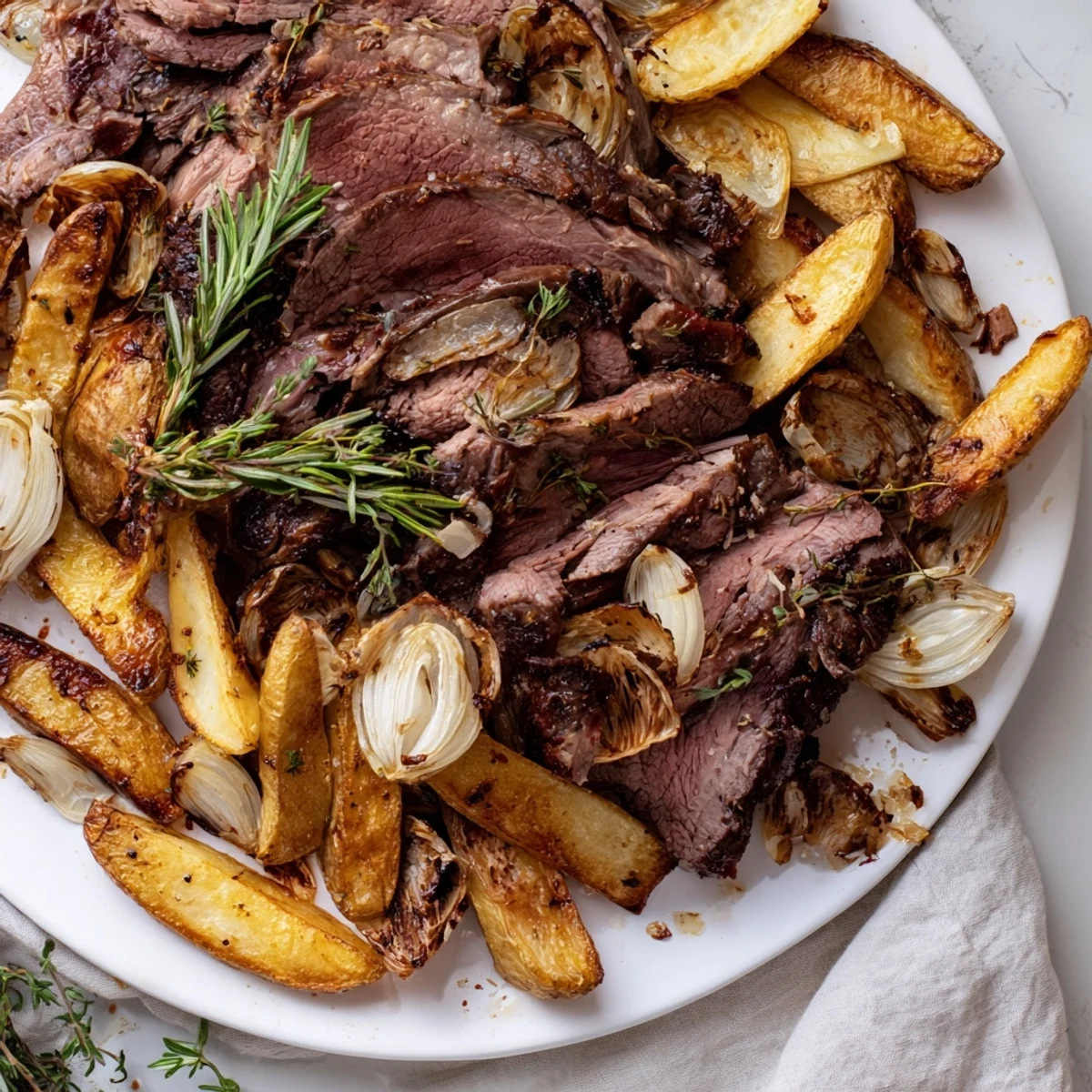 Tender roasted lamb with potatoes, golden and crisp, perfect for a family dinner.