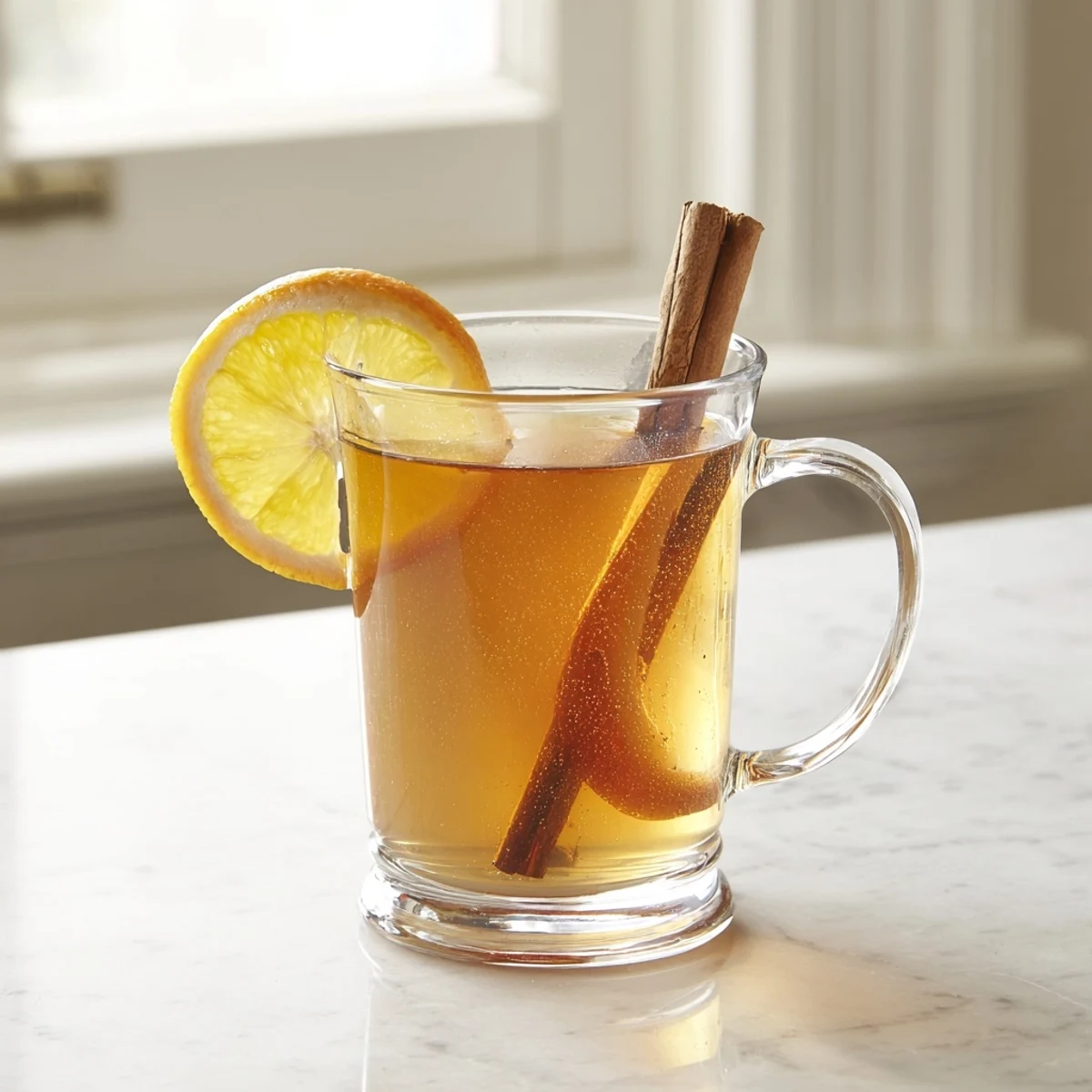 Deliciously inviting spiced apple cider with vibrant orange slices, perfect fall beverage to share.