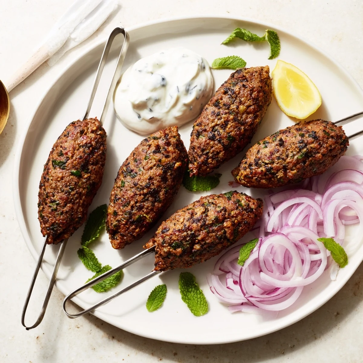 Beef Kofta Kebabs Yogurt Sauce