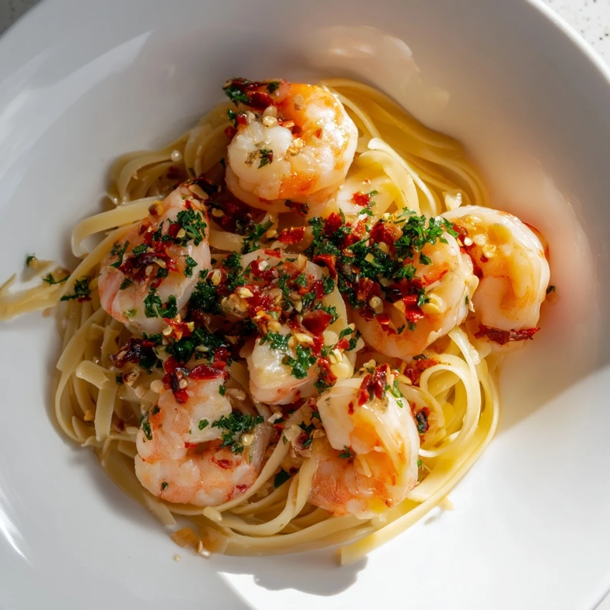 Sizzling Lemon Garlic Butter Shrimp Scampi, a flavorful Italian-American dish with tender shrimp.