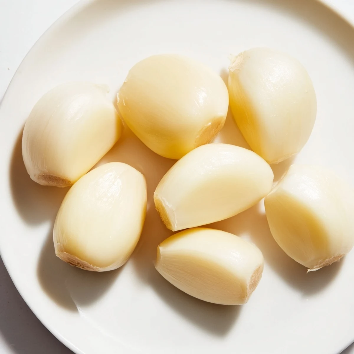 Peeled garlic cloves ready to go; learn how to prep them easily for your recipes.