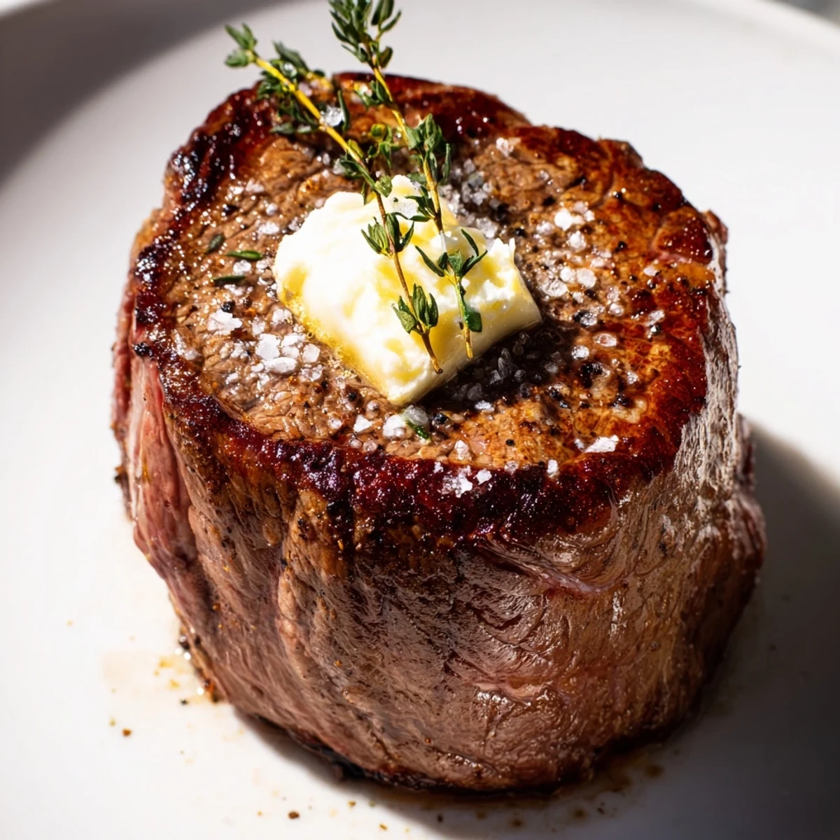 Beautifully seared beef fillet steak, the perfect main dish cooked medium-rare and ready to enjoy.