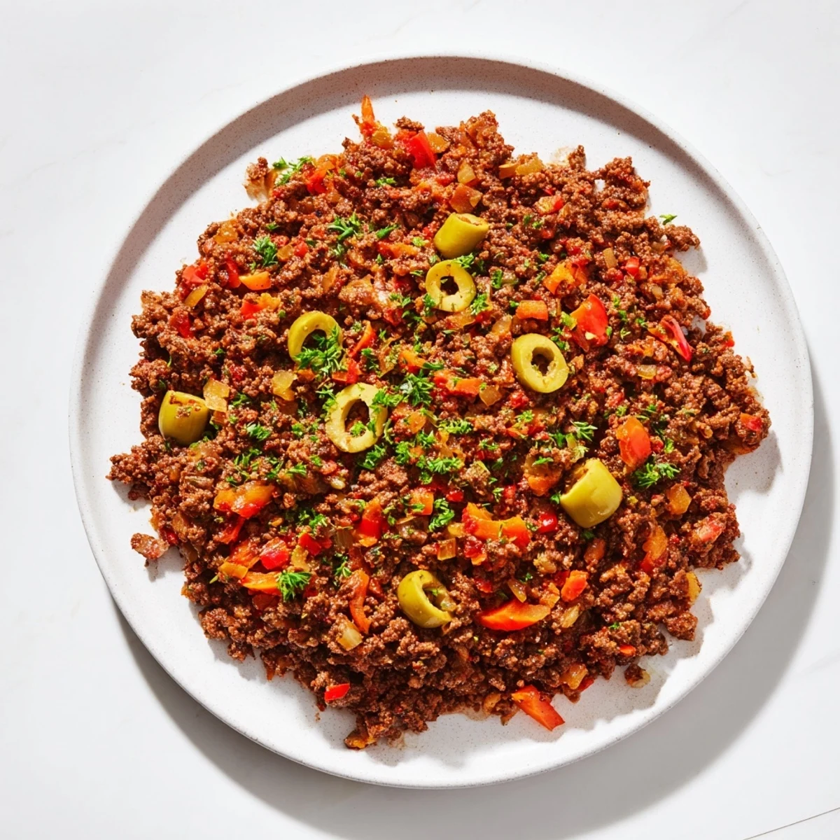 Savory meat filling, browned and aromatic, ready to fill empanadas with delicious flavor.