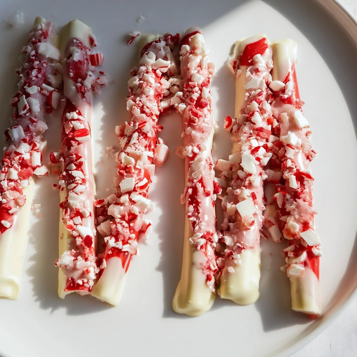 Ready-to-use Peppermint Stick Stirrers, adorned with sprinkles, add peppermint flavor to any warm drink.