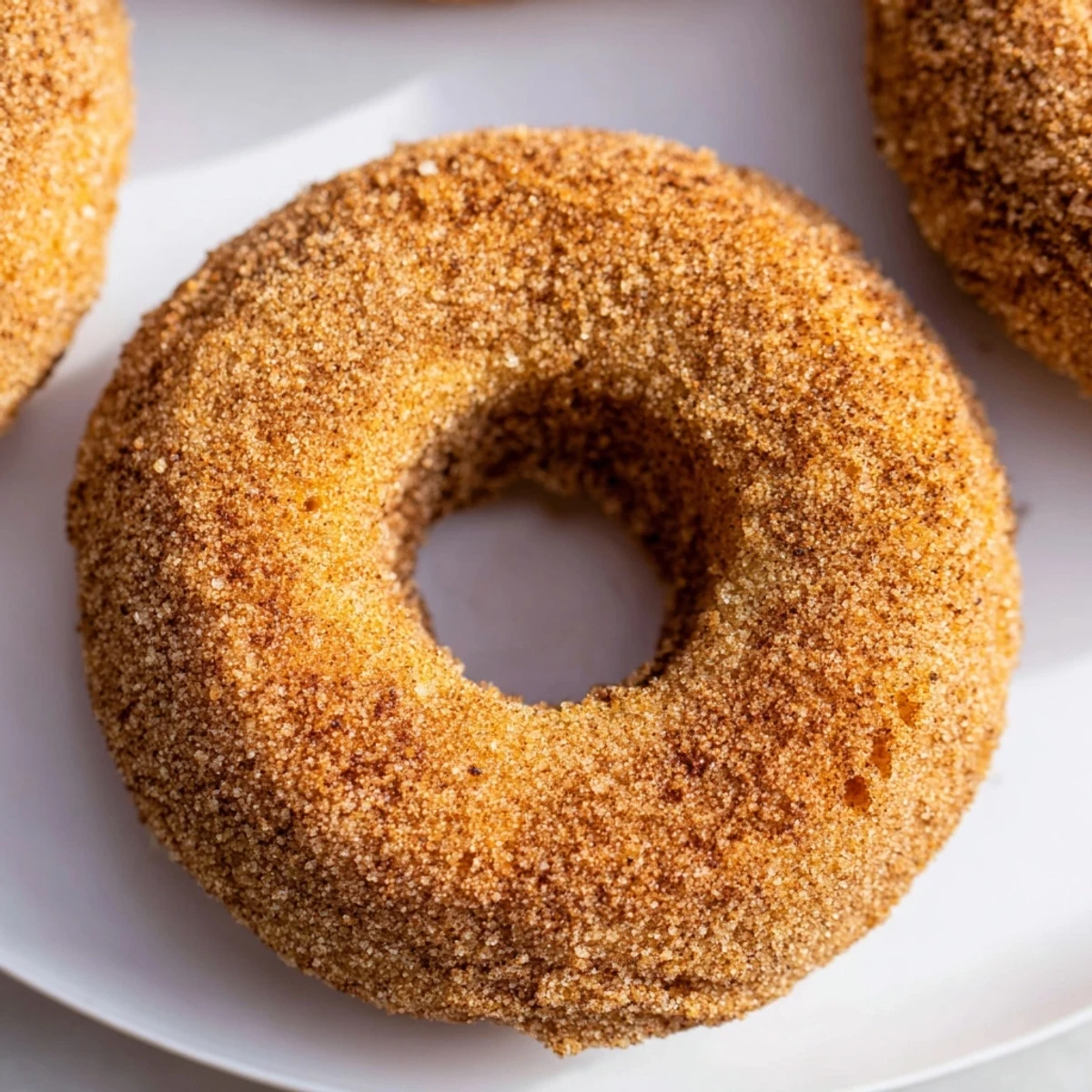 Image of golden, homemade apple cider donuts coated in cinnamon sugar, ready to be enjoyed.