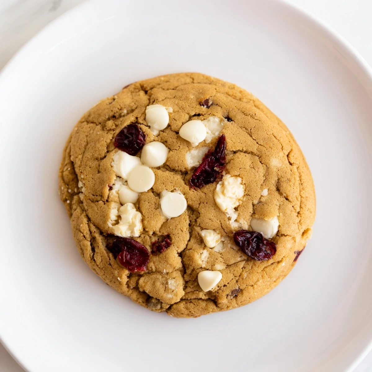 Golden-brown White Chocolate Cranberry Cookies, perfectly chewy and ready to be enjoyed with a cold glass of milk.