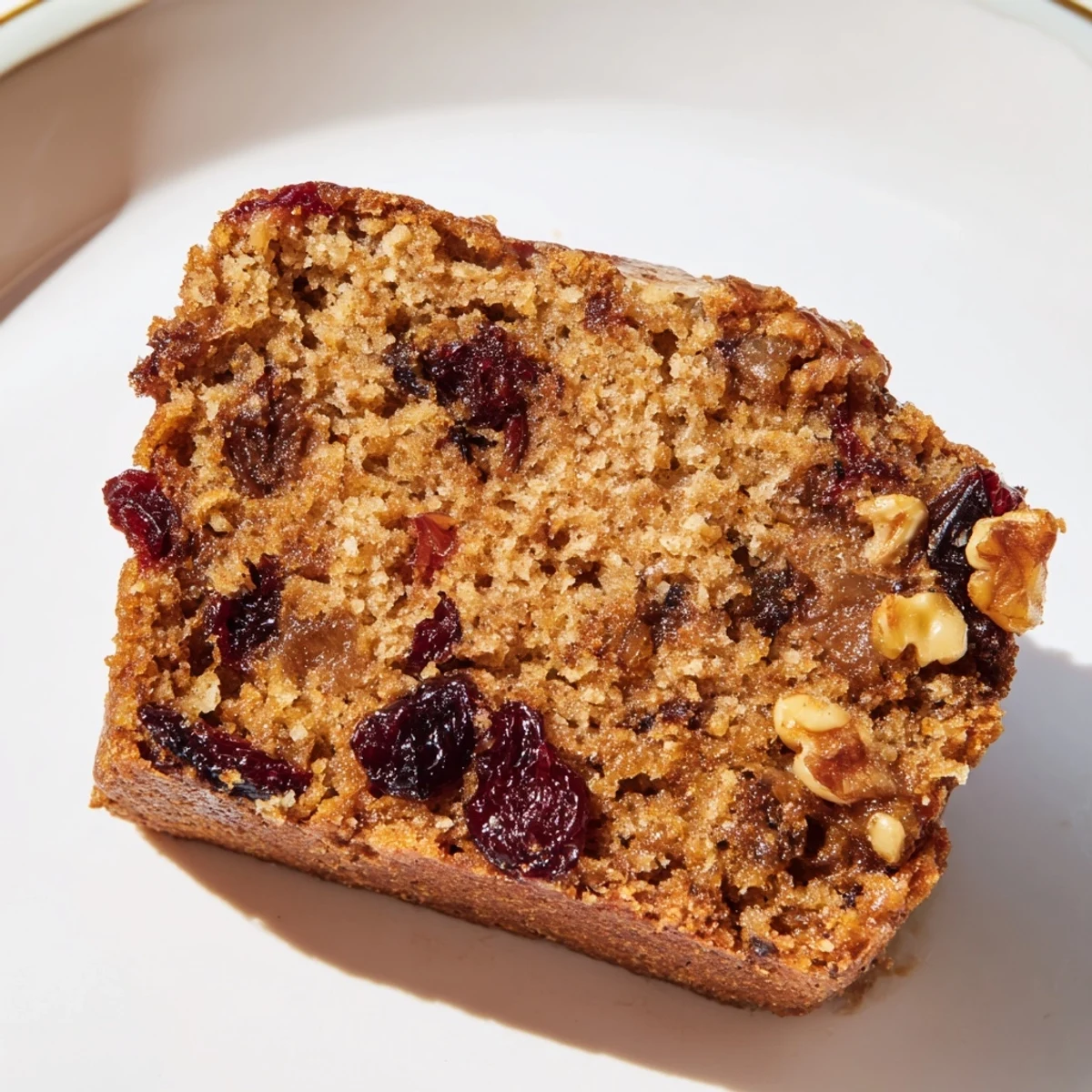 Close-up of a moist, delicious spiced cake with visible warm spices, perfect dessert.