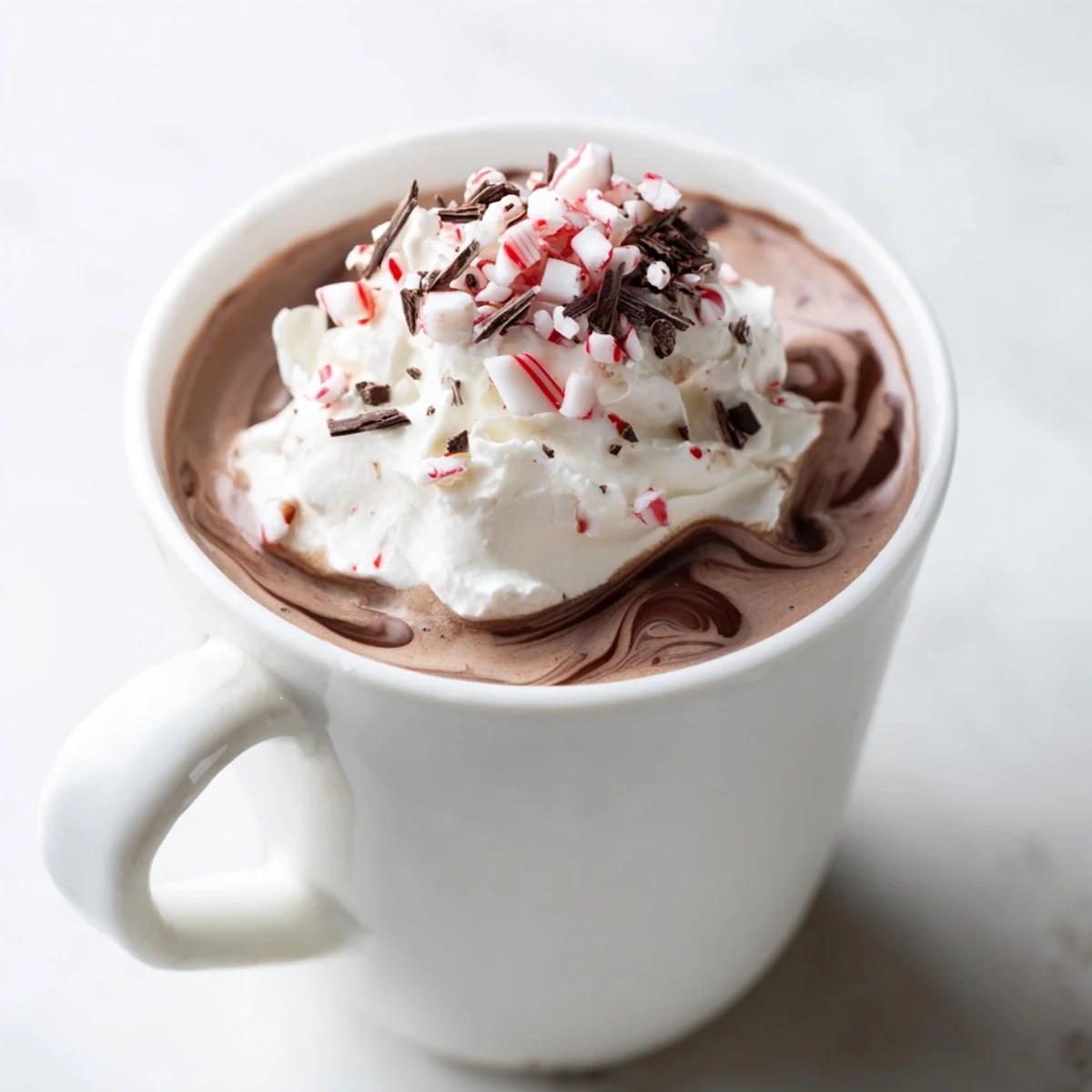 Warm and inviting close-up of Cocoa Peppermint, a festive drink perfect for chilly nights.