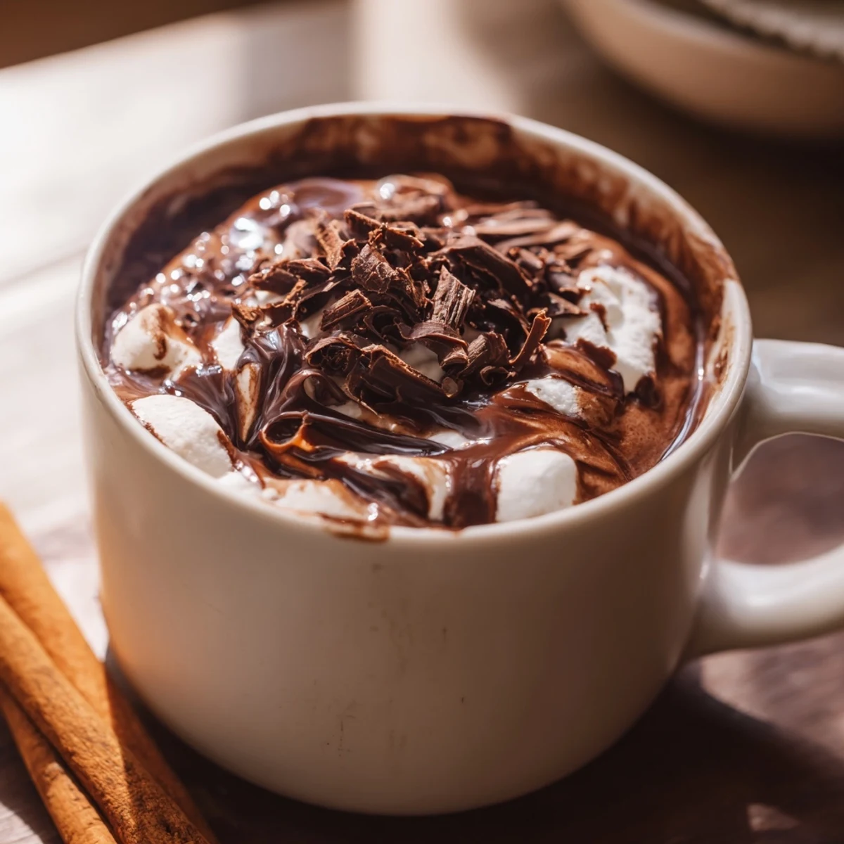 Homemade Spiced Hot Chocolate poured into mugs, an easy treat for a comforting, cozy evening.