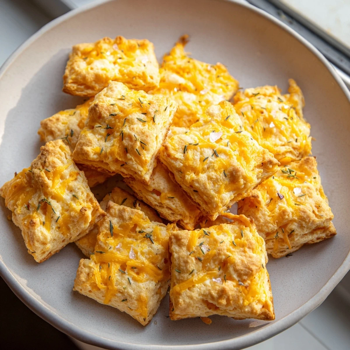 Warm, fluffy savory biscuits, perfect with butter, showcasing a deliciously cheesy, herbed flavor.