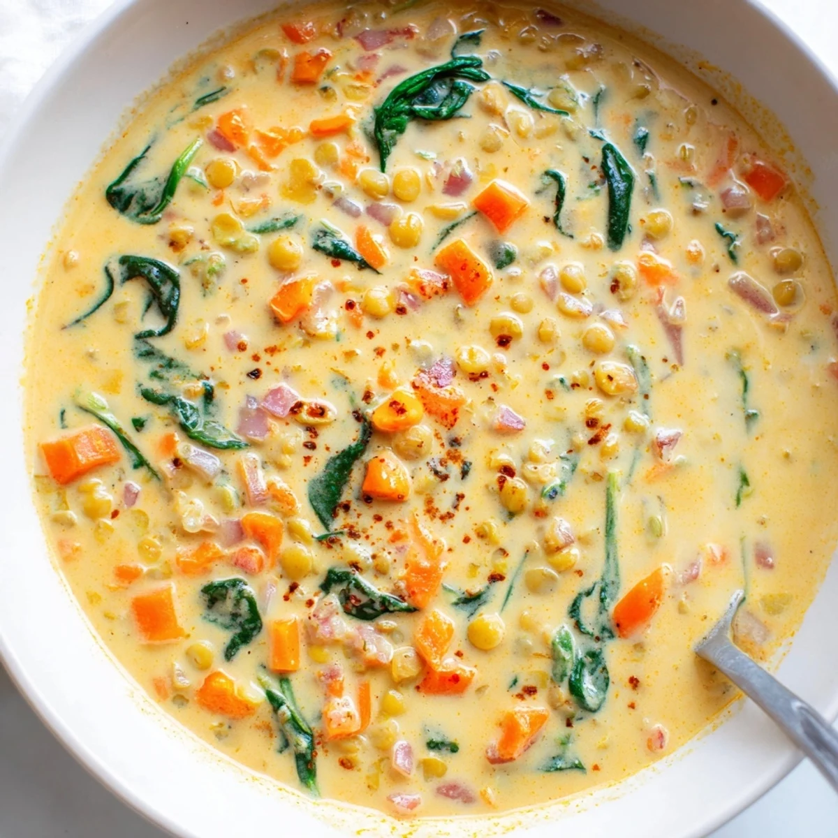 Vibrant image of a rich, spiced Coconut Curry Lentil Soup, a comforting vegan entree.