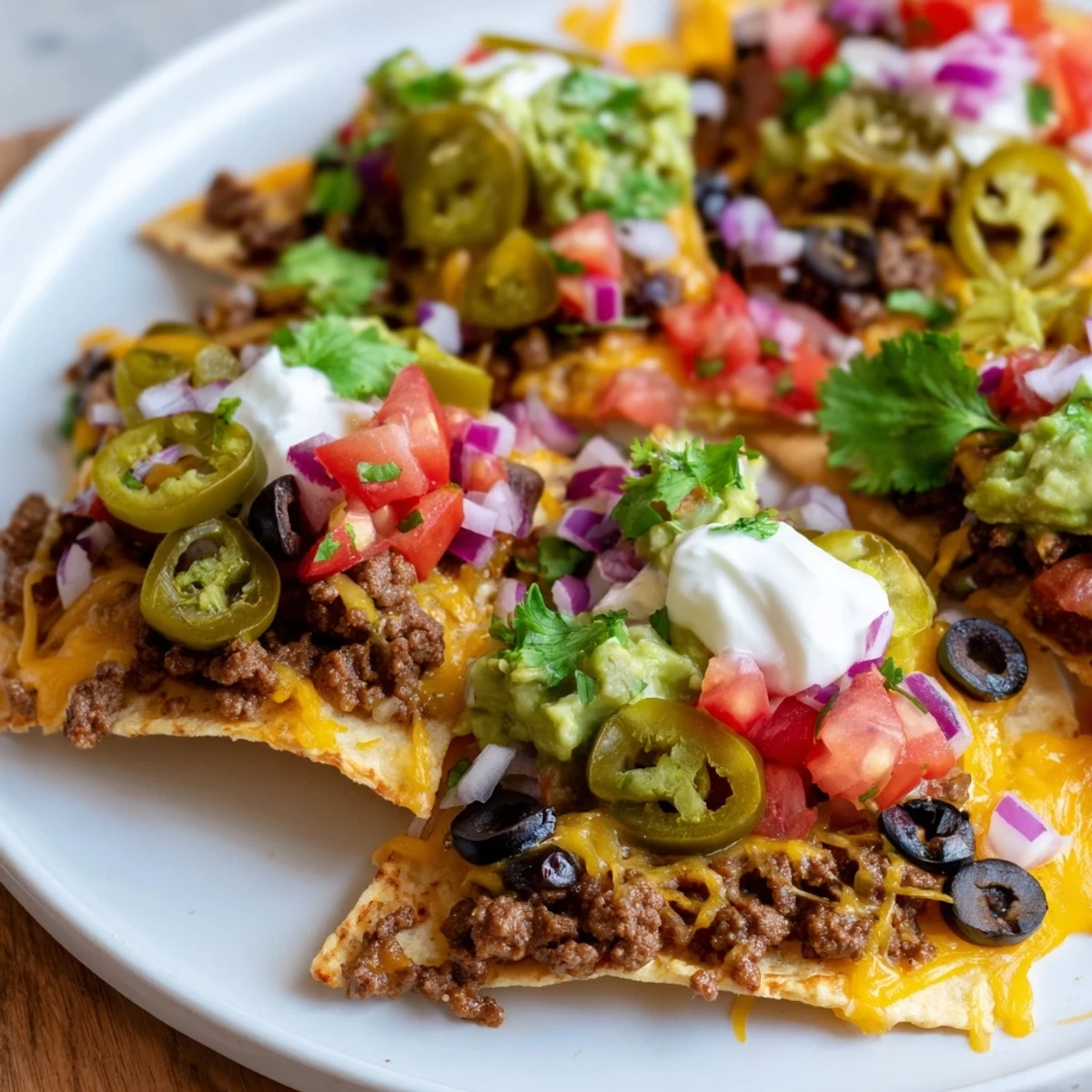 Fresh jalapeños, black olives, and pico de gallo garnish this Super Bowl Loaded Nacho Bar with Beef for game day.