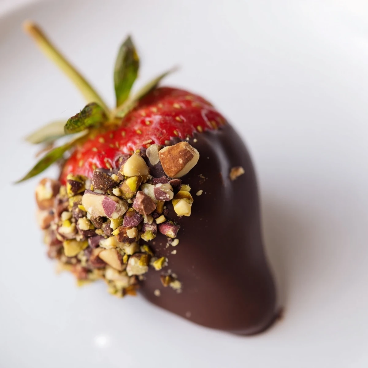 Dessert tray of Valentine Chocolate Dipped Strawberries with Nuts, ready to serve with Champagne for a sweet celebration.