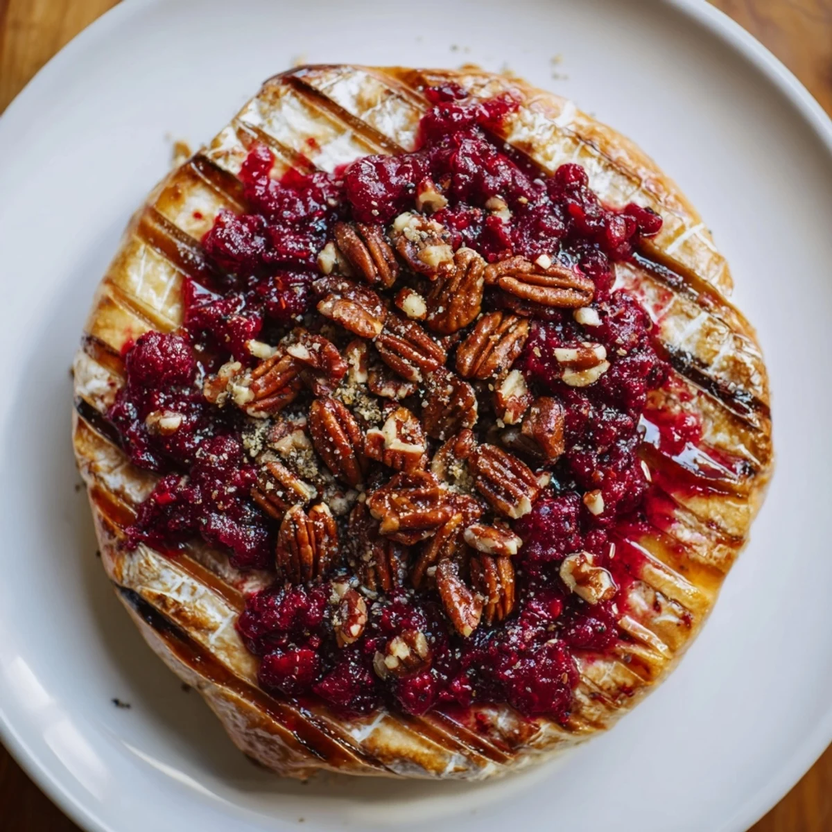 Perfectly melty Baked Brie with Cranberry and Pecan, drizzled with honey and served warm with crusty bread for an easy, festive appetizer.
