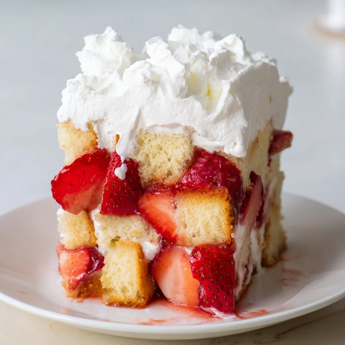 Strawberry Shortcake Trifle served chilled with juicy berries and soft cake for a summer party dessert.