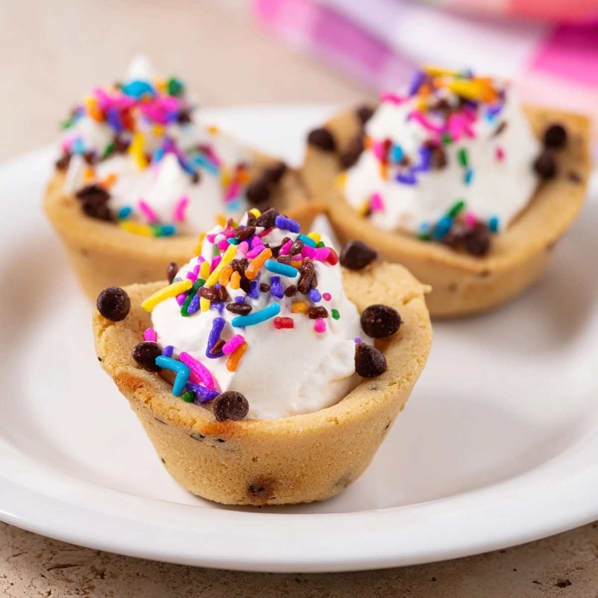 Unfilled Sugar Cookie Cups are arranged in a mini muffin tin, their cup-like shape ready to hold your favorite creamy fillings like ganache or lemon curd.