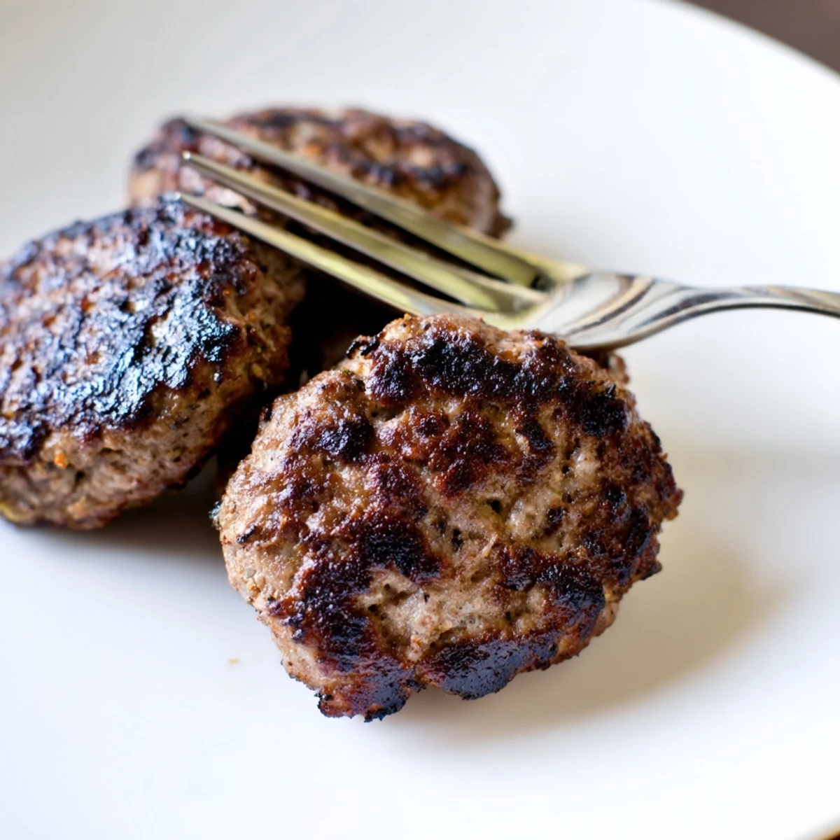 Golden brown lamb rissoles sit beside a colorful sweet potato salad with spinach, feta, and pumpkin seeds, drizzled with tangy lemon dressing.