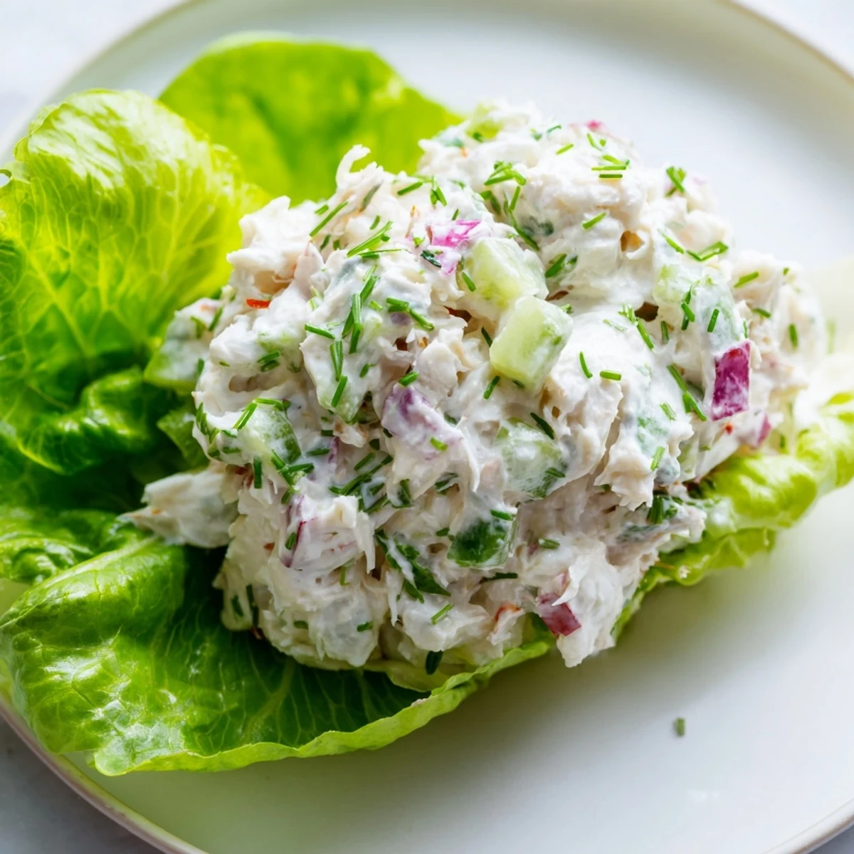 Tender crab meat tossed with cucumber and herbs in tangy dressing for a refreshing light lunch.
