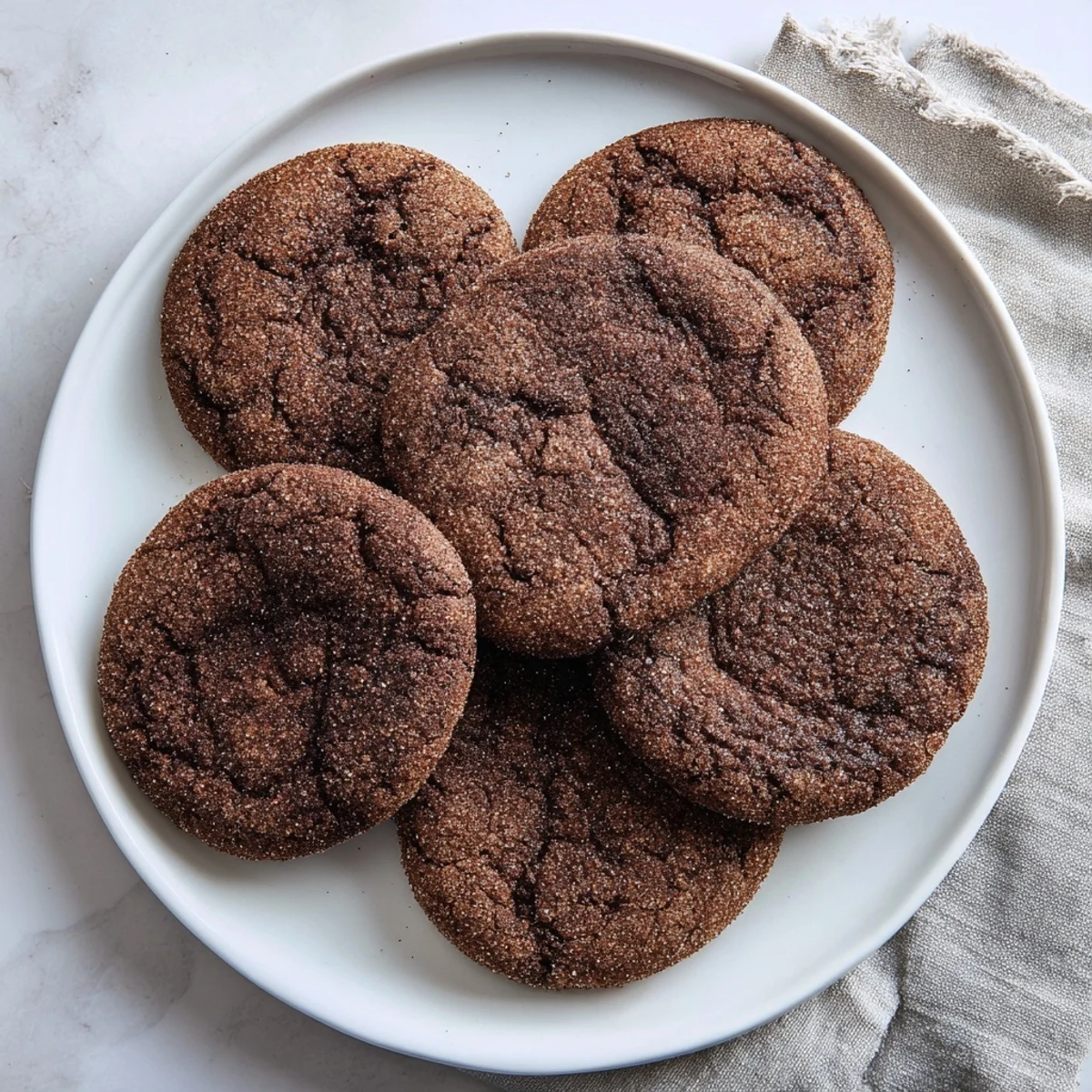 Freshly baked Chocolate Snickerdoodles with a crackly cinnamon-sugar top resting on a cooling rack.  