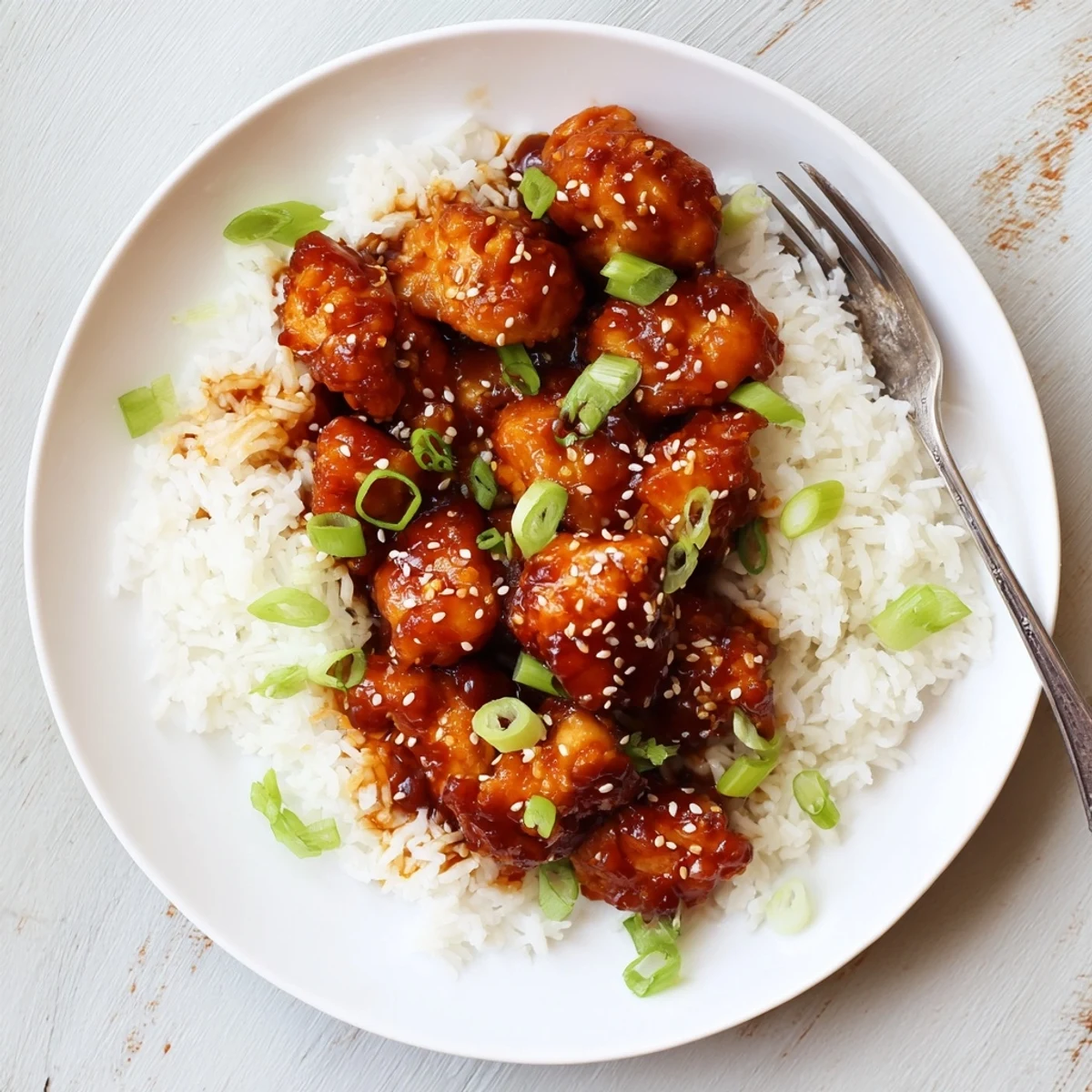 Juicy Hawaiian-style Crock Pot Huli Huli Chicken served over white rice with pineapple