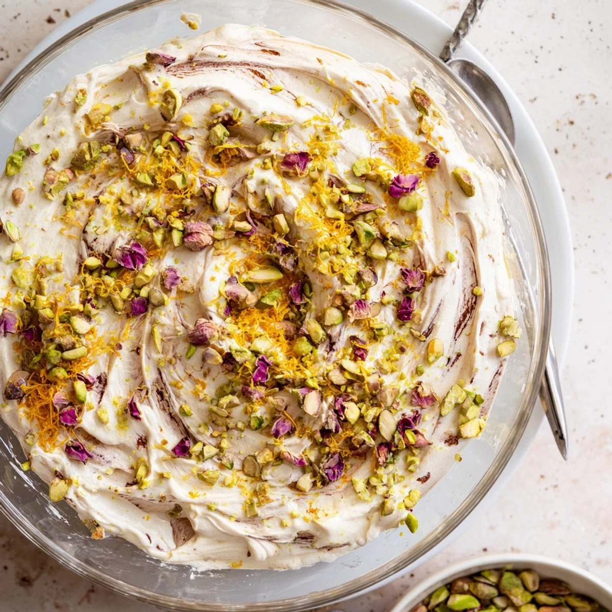 Light and airy Lebanese Date Blossom Mousse dessert featuring sweet date paste and whipped cream