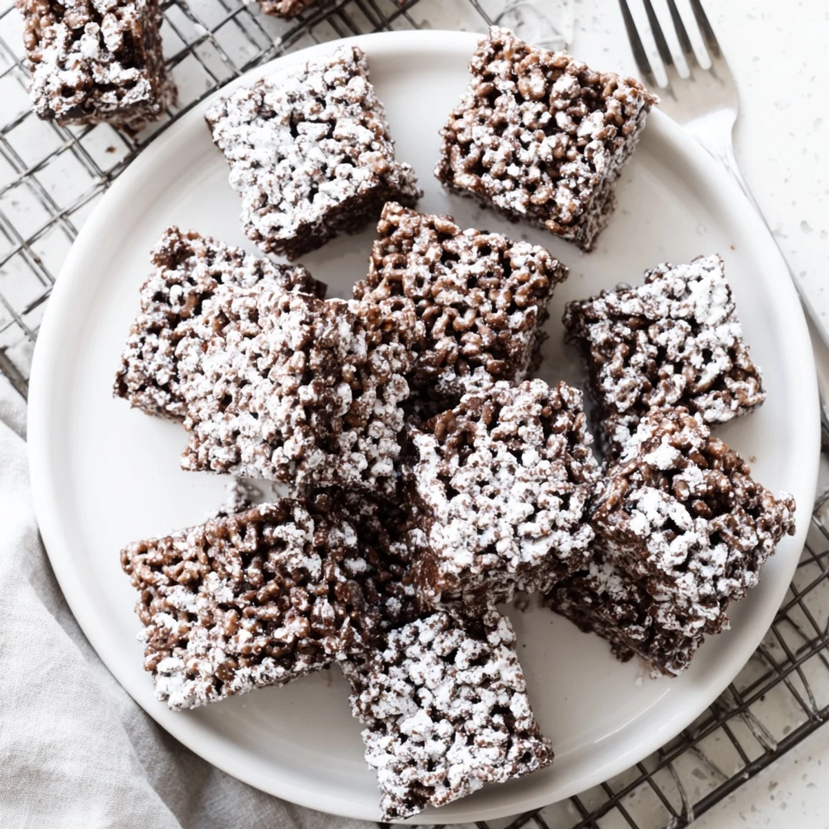 Chocolate peanut butter Muddy Buddy Rice Krispins treats arranged for parties and gatherings