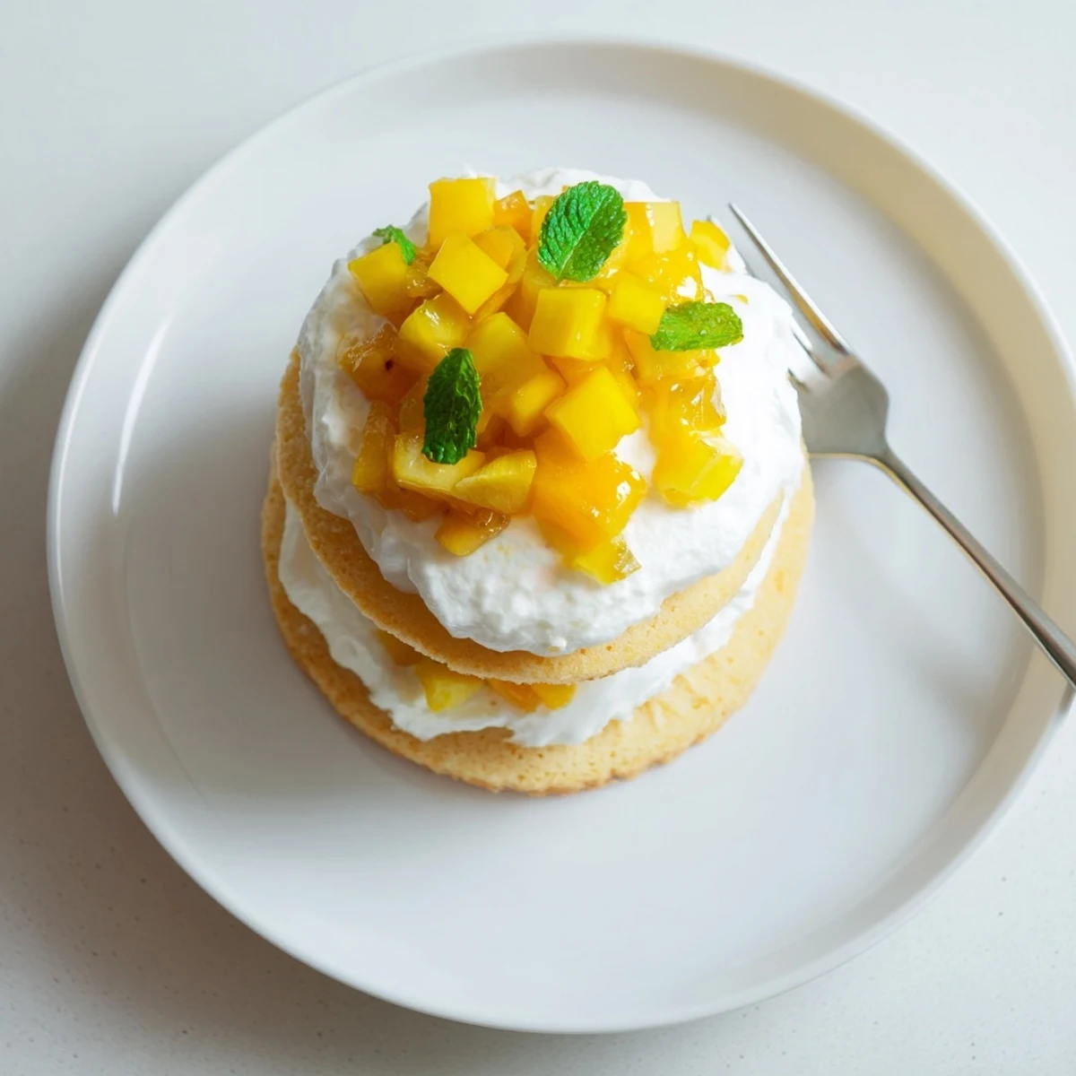 Elegant French-Japanese mango yuzu Chantilly cake stacked with tangy curd, sweet fruit, and vanilla whipped cream