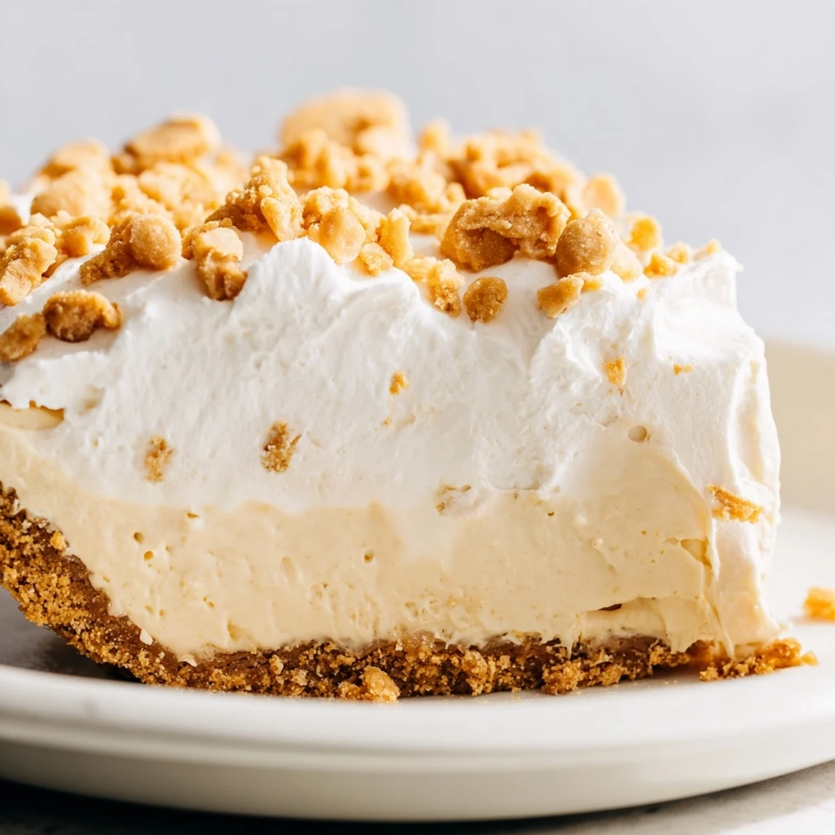 Velvety Amish Peanut Butter Dream Pie slice revealing layers of rich custard and buttery crumb topping
