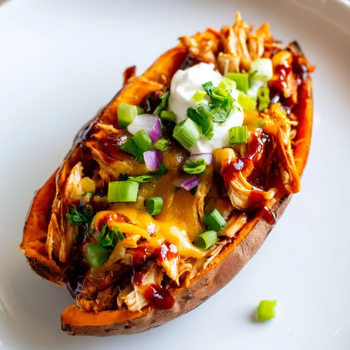BBQ Chicken Stuffed Sweet Potatoes
