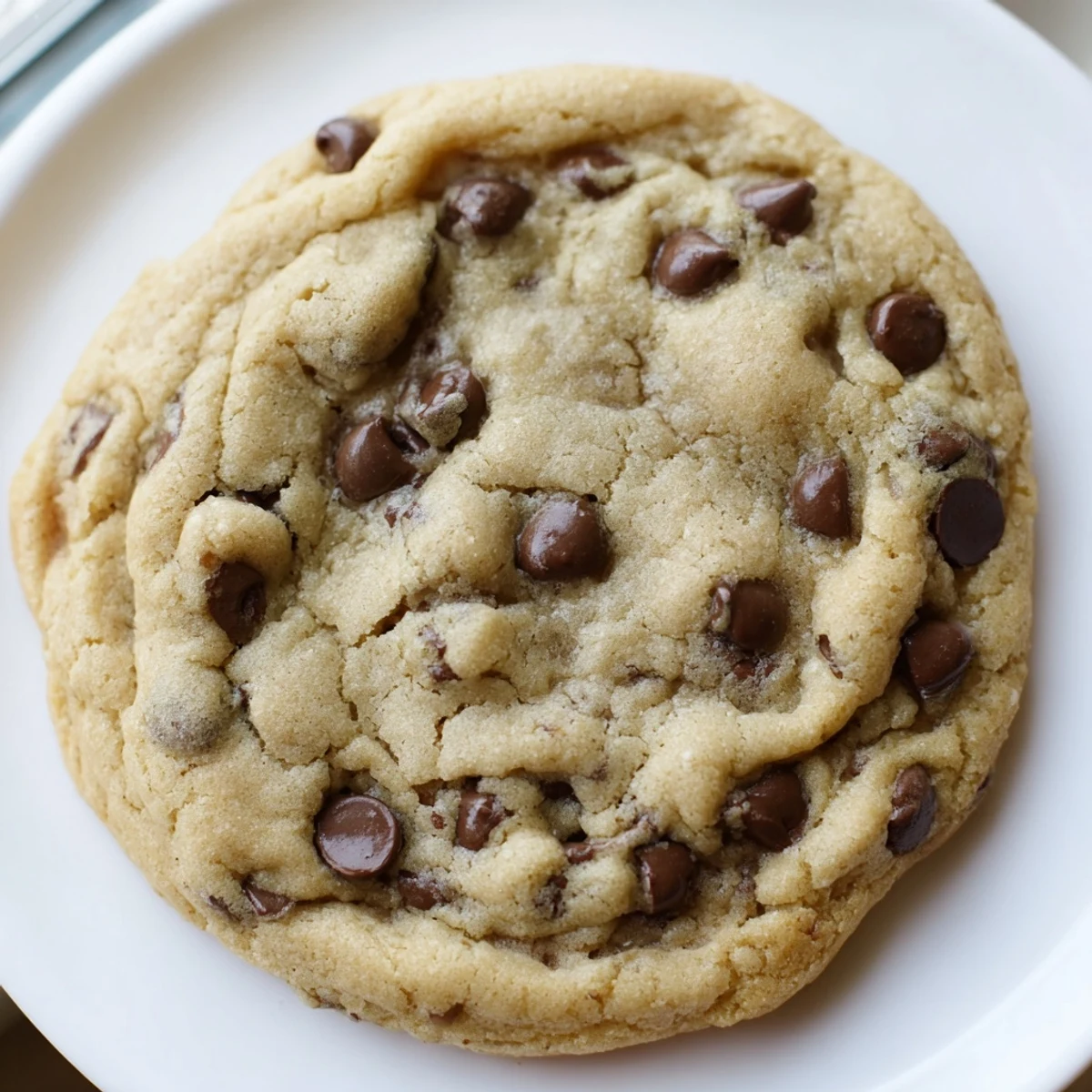 Golden Nut Free Chocolate Chip Cookies with melted chocolate chips stacked on a cooling rack
