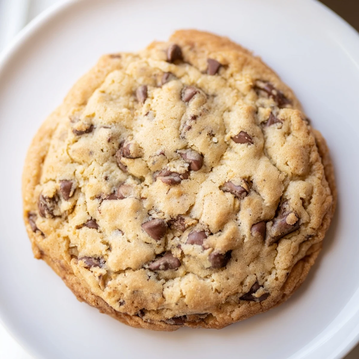 Soft chewy Nut Free Chocolate Chip Cookies fresh from the oven with crackly edges