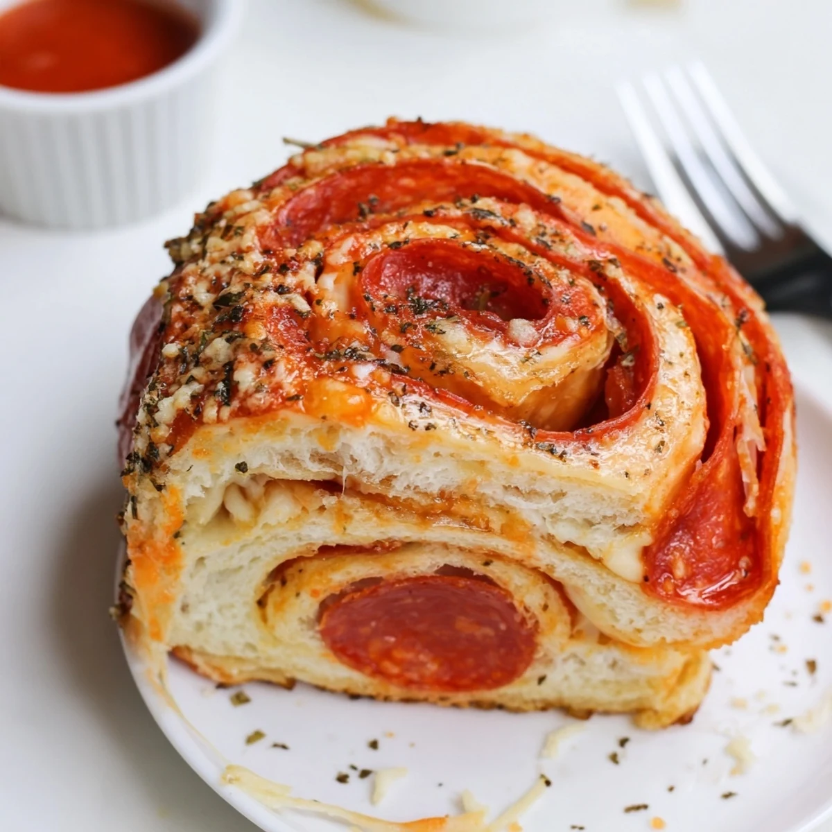 Hearty Pepperoni Pizza Roll Breadsticks recipe sliced, steaming, ideal for sharing with marinara
