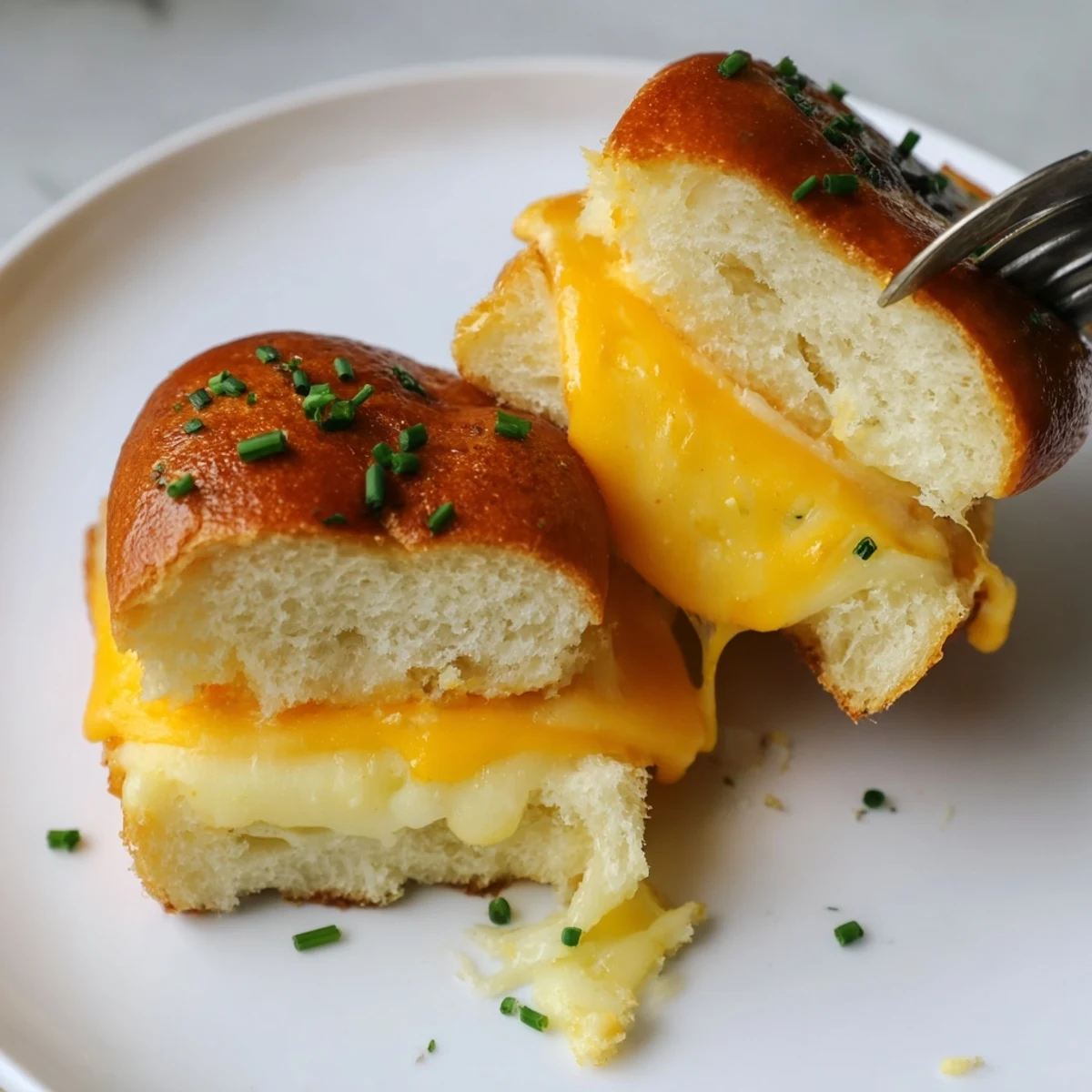 Party-ready Mini Grilled Cheese Hawaiian Rolls served with tomato soup for dipping