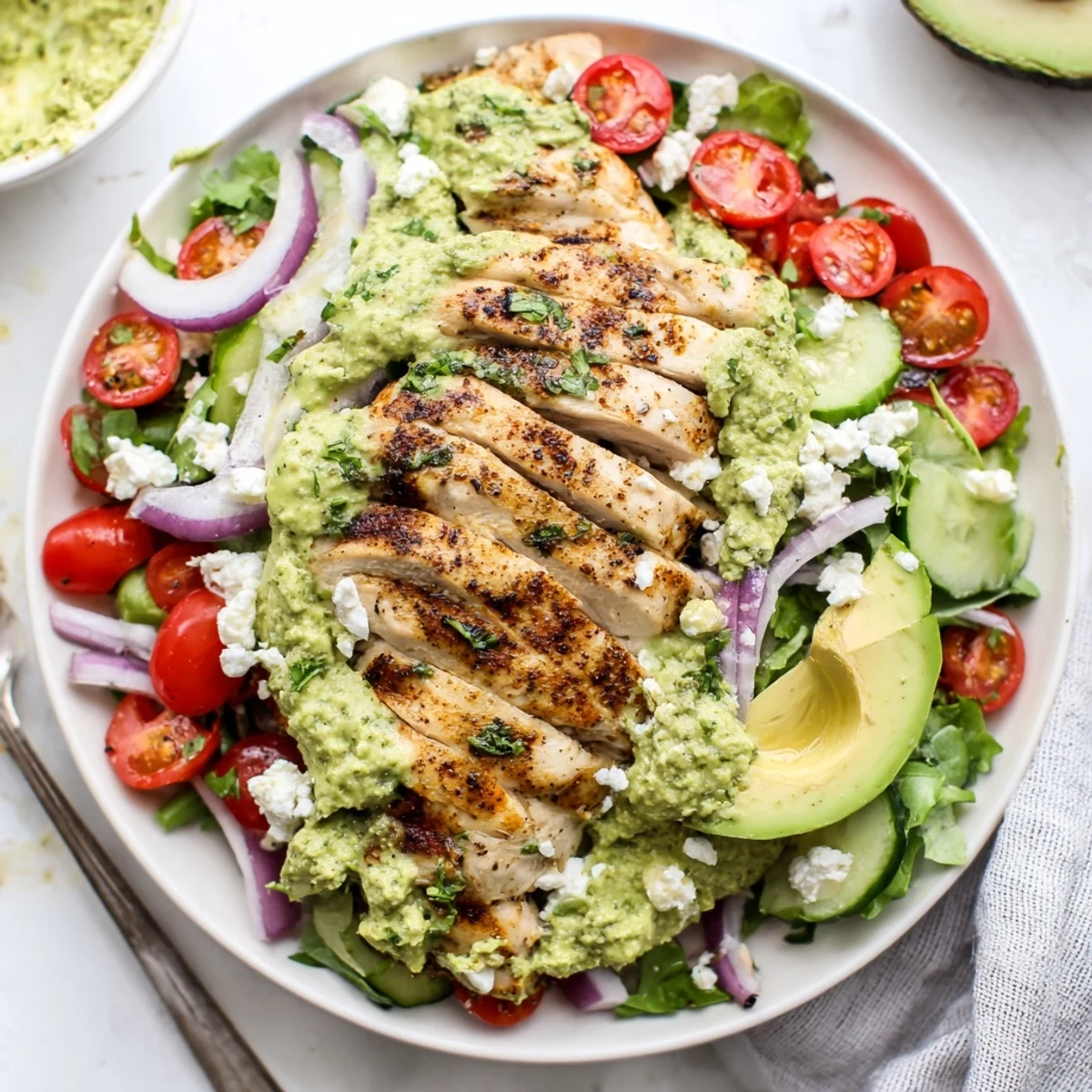 Grilled Chicken Avocado Herb Salad