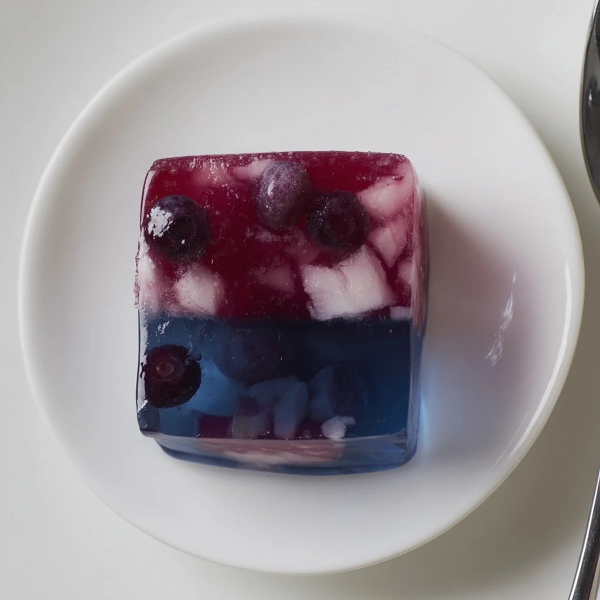Red White And Blue Ice Cubes Recipe chilling in tray, vibrant fruit layers.