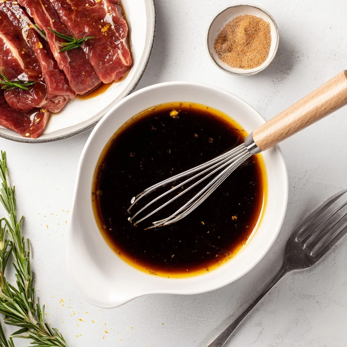 Bright lemon and balsamic flavors in Steak Marinade, perfect for pan-searing