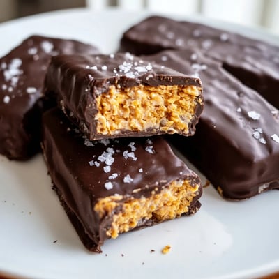 Golden peanut butter layers of Healthy Homemade Butterfingers drizzled with rich melted chocolate